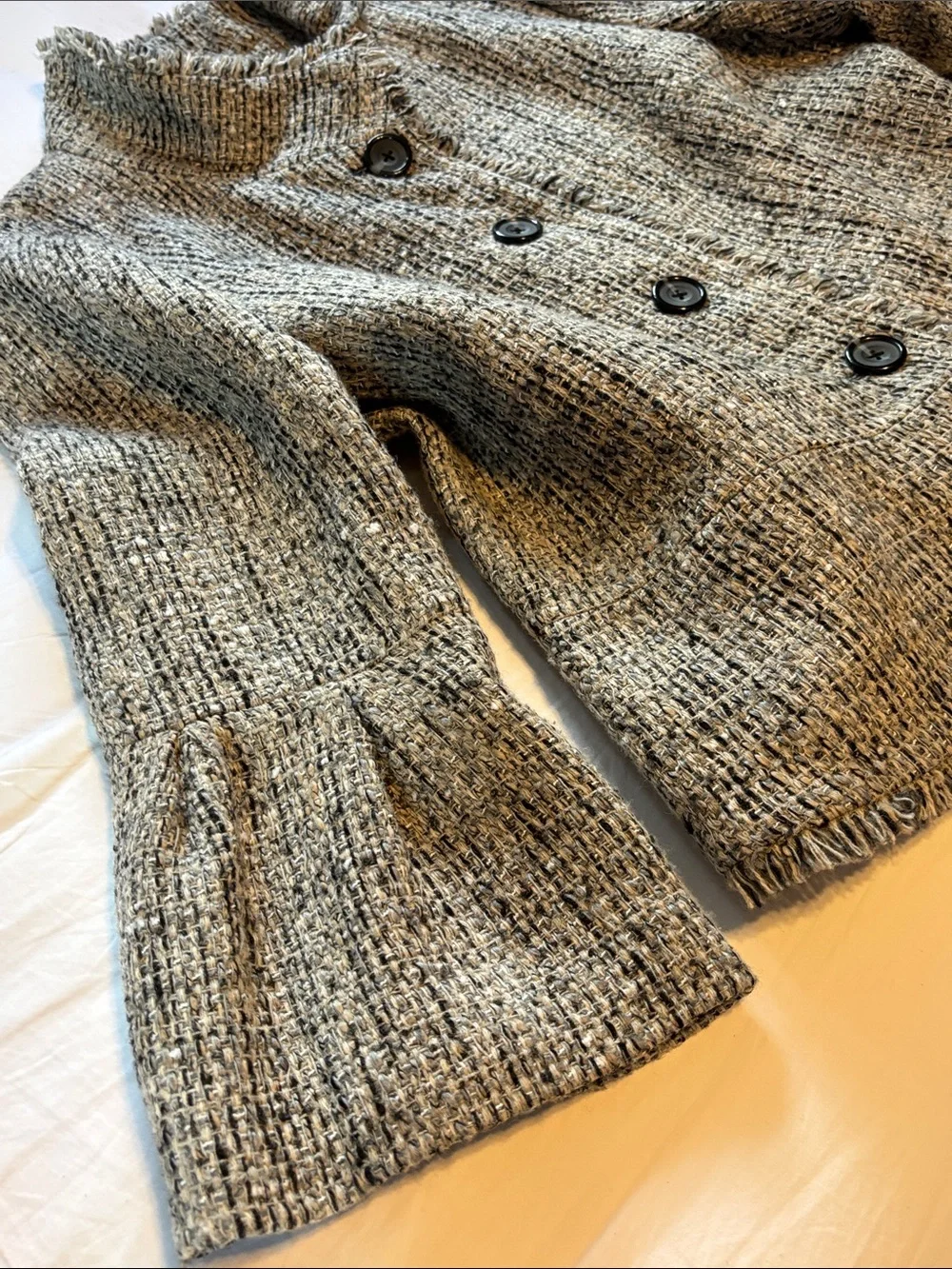 Women's Gray Ribbed wool Button-Front Jacket - Picture 3 of 6